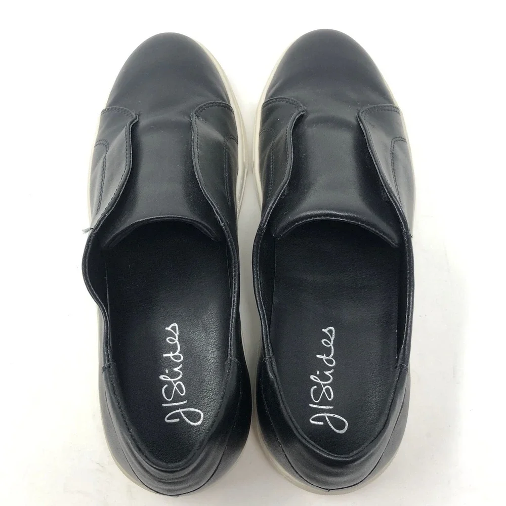 J Slides Noel Platform Sneakers Womens 10 Regular Black Leather Comfort